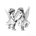 two baby angels  tattoo design idea