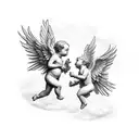 two cherubs tattoo design idea