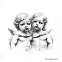 two cherubs tattoo design idea