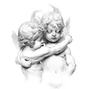 two cherubs tattoo design idea