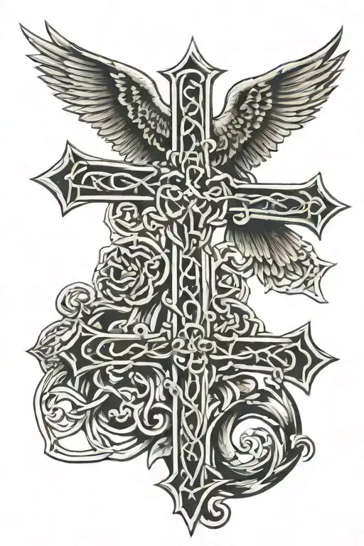 catholic cross polish falcon Irish knot tattoo design idea