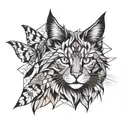 MAINECOON CAT WITH BUTTERFLY tattoo design idea