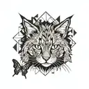 MAINECOON CAT WITH BUTTERFLY tattoo design idea