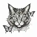 MAINECOON CAT WITH BUTTERFLY tattoo design idea