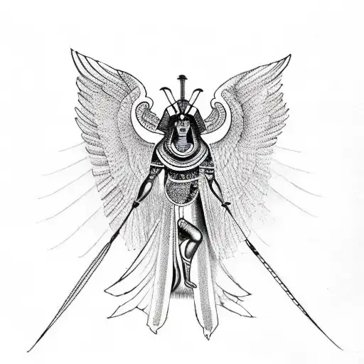 osiris and wings tattoo design idea