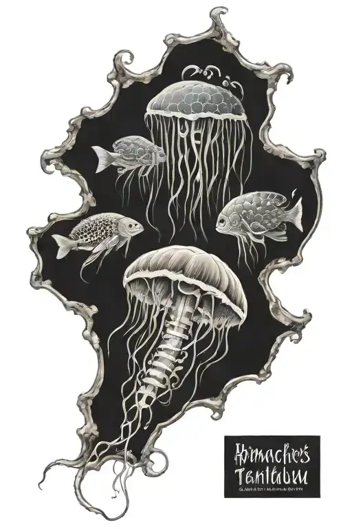 honeycomb pattern jelly fish with scriptures for tentacles  tattoo design idea
