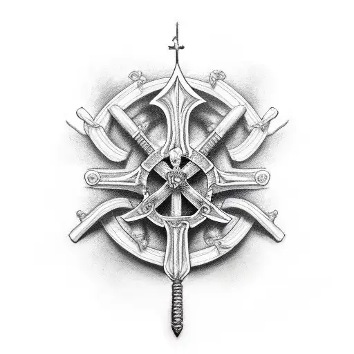 cross and sword tattoo design idea