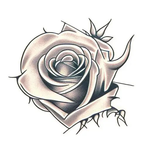 Rose, black, gothic, thorns tattoo design idea