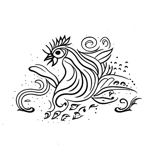 chicken with amor tattoo design idea