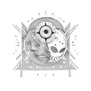 Flowers sun and the moon  tattoo design idea