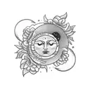 Flowers sun and the moon  tattoo design idea