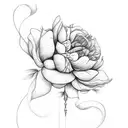 peony flower snake tattoo design idea