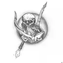 mage casting a spell from a book tattoo design idea