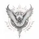 mage casting a spell from a book tattoo design idea