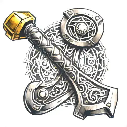thors hammer tattoo design idea