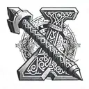 thors hammer tattoo design idea
