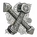 thors hammer tattoo design idea