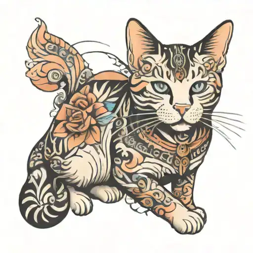 CAT WITH OWNER tattoo design idea