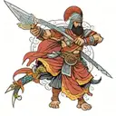 Turk warrior wielding a sword tattoo design idea