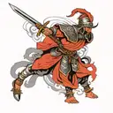 Turk warrior wielding a sword tattoo design idea