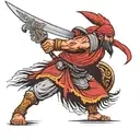 Turk warrior wielding a sword tattoo design idea