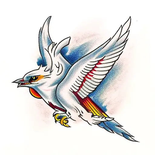 thunderbird with cactus and horse shoe tattoo design idea