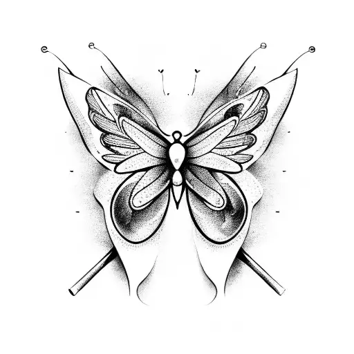 A butterfly with wings made of music notes tattoo design idea