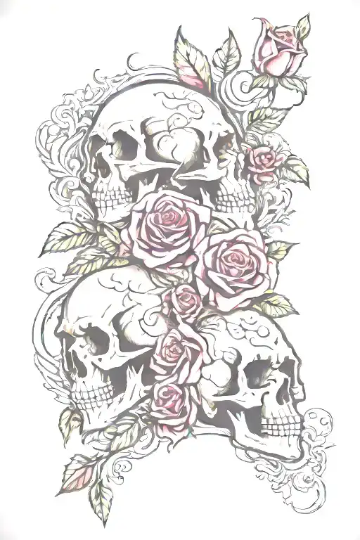 Skulls and Roses in my graveyard tattoo design idea