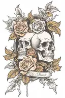 Skulls and Roses in my graveyard tattoo design idea