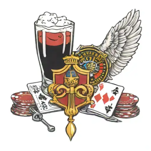 Philadelphia and military and poker tattoo design idea