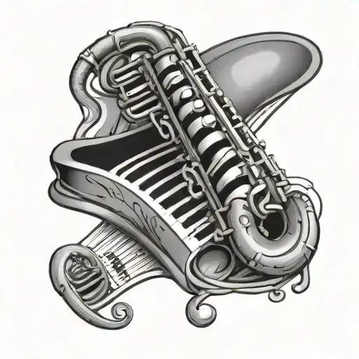 piano keys forming a saxophone  tattoo design idea
