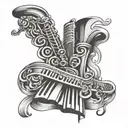 piano keys forming a saxophone intertwined tattoo design idea