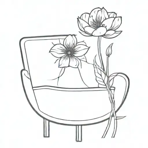 tiny dead flower on a seat of the metro tattoo design idea