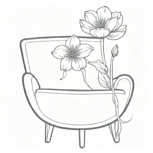 tiny dead flower on a seat of the metro tattoo design idea