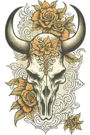 longhorn skull soft shading tattoo design idea