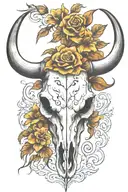 longhorn skull soft shading tattoo design idea