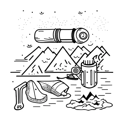 camping and cooking in nature  tattoo design idea