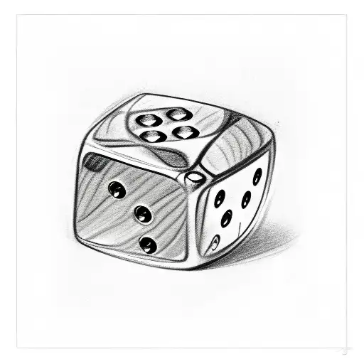 A sketch of a pair of dice showing the numbers 7 and 11 tattoo design idea
