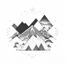 A geometric mountain range with a sunburst tattoo design idea