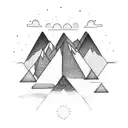 A geometric mountain range with a sunburst tattoo design idea