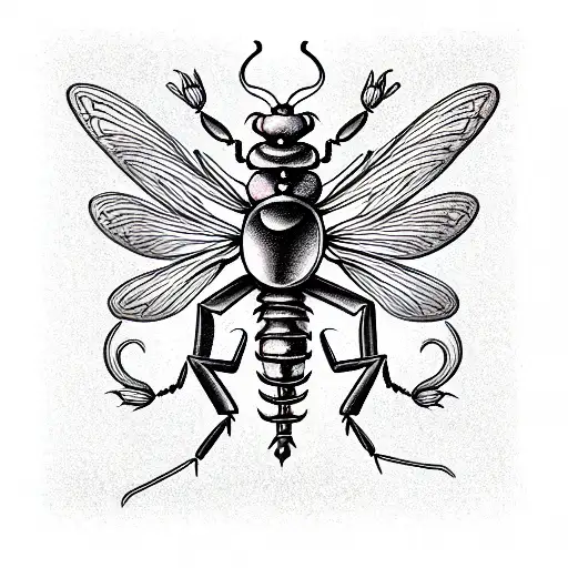 caduceus insects tattoo design idea