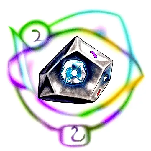 A mystical wizard casting spells with a d20 as the focus tattoo design idea