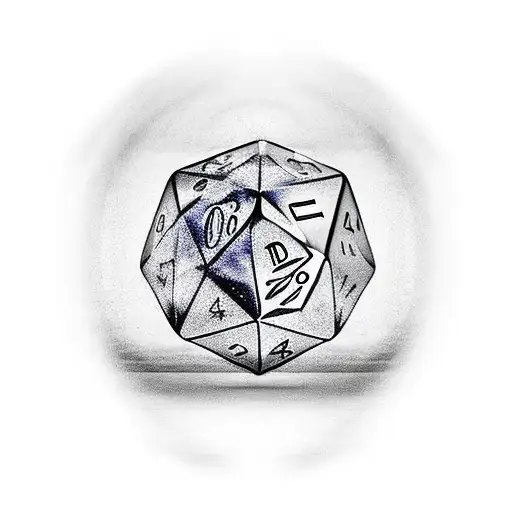 A mystical wizard casting spells with a d20 as the focus tattoo design idea