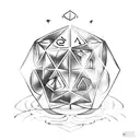 A mystical wizard casting spells with a d20 as the focus tattoo design idea