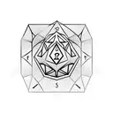 A mystical wizard casting spells with a d20 as the focus tattoo design idea