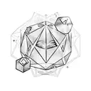 A mystical wizard casting spells with a d20 as the focus tattoo design idea