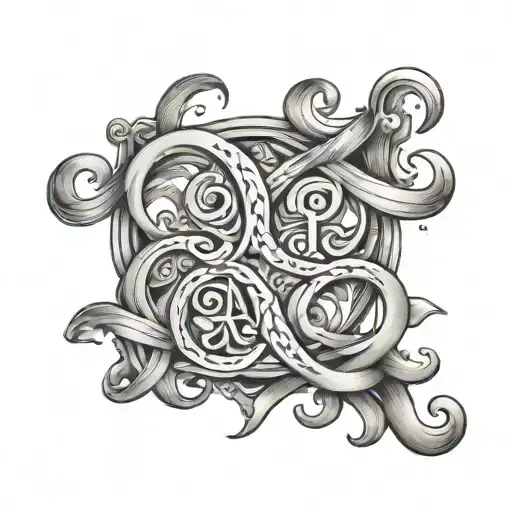 JHB&ACB kids initials intertwined tattoo design idea