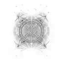 Atomic structure merging with musical notes tattoo design idea