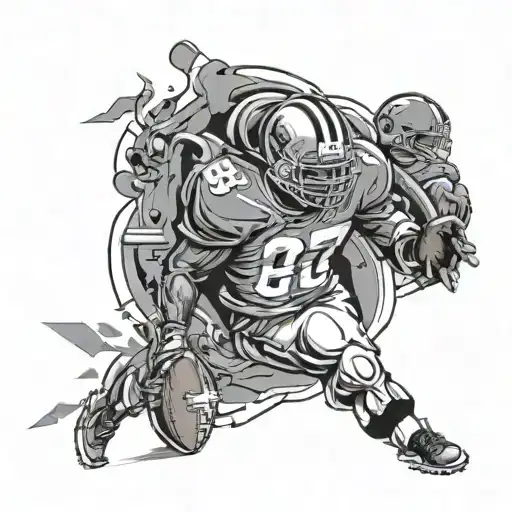 Incorporate hip hop music and American football elements in a dynamic tattoo tattoo design idea