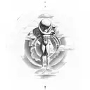 Atlas from greek mythology standing between greek pillars and holding sky over his head tattoo design idea